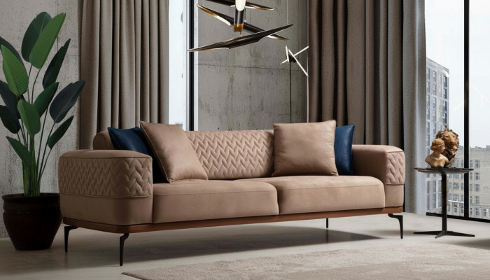 Luxus Sofa Design Drësëtzer Modern Couch Taupe Couchen Miwwelen Polster Loft Neit
