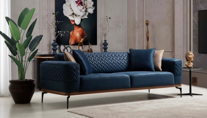 Design Dräisëtzer Modern Couch Blo Sofas Luxus Sofa Miwwelen Polster Loft Nei