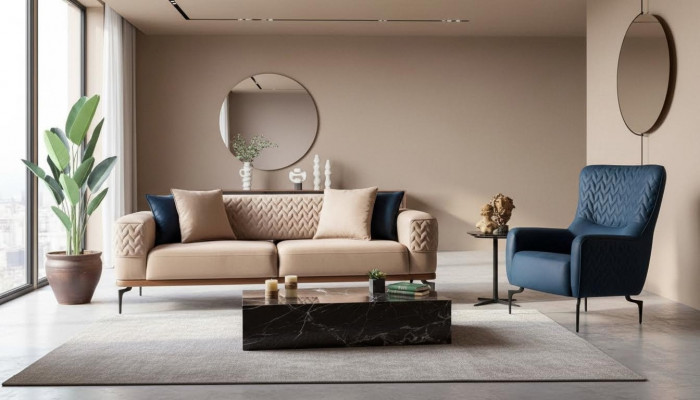 Sofagarnitur Sofa Luxus Garniur Sofas Sessel 3+1 Sëtzer Modern Set Design Grupp