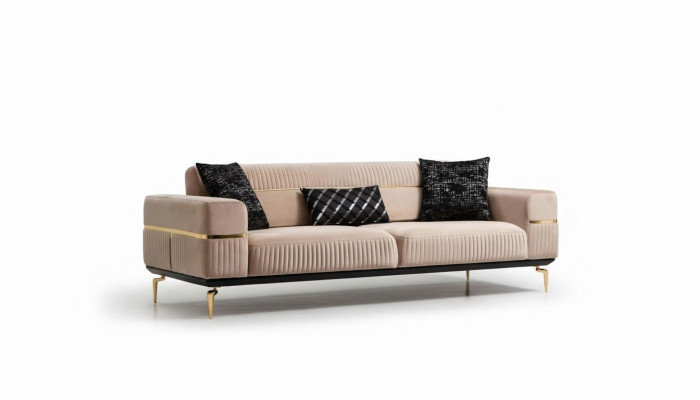 Luxus Canapé Design Dräisëtzer Modern Couch Beige Couchen Miwwelen Polster Loft Nei