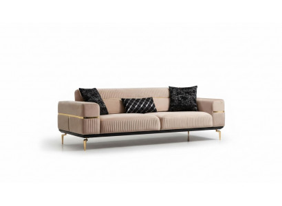 Luxus Canapé Design Dräisëtzer Modern Couch Beige Couchen Miwwelen Polster Loft Nei