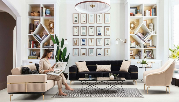 Soffagarnitur Komplett Sëtzgrupp Sofa 3+3+1 Sëtz Fautteuil Stoff Sofaen Nei