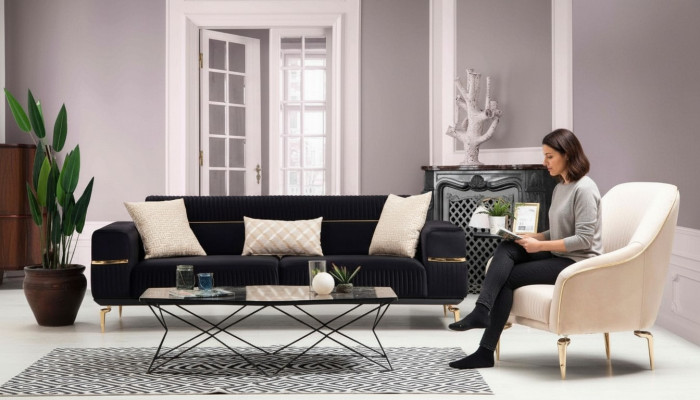 Sofagarnitur Sofa Garnitur Sofas 3+1 Sëtz Fauteuil Miwwelen Polster Designer Canapéën