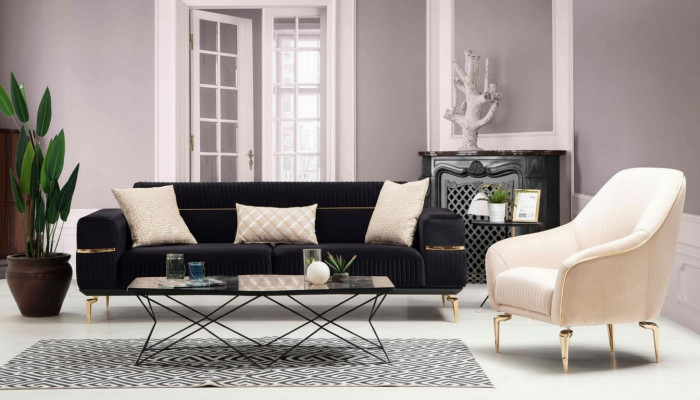 Sofagarnitur Sofa Garnitur Sofas 3+1 Sëtz Fauteuil Miwwelen Polster Designer Canapéën