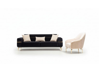 Sofagarnitur Sofa Garnitur Sofas 3+1 Sëtz Fauteuil Miwwelen Polster Designer Canapéën