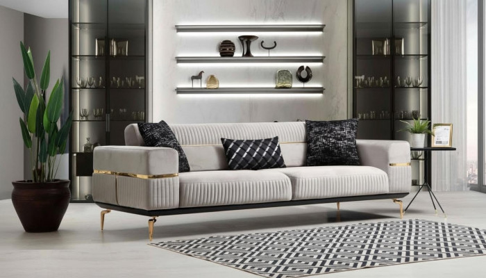Luxus Sofa Dräisëtzer Couch Polster Miwwelen XXL Sofas grouss Couche Samt Miwwelen Nei