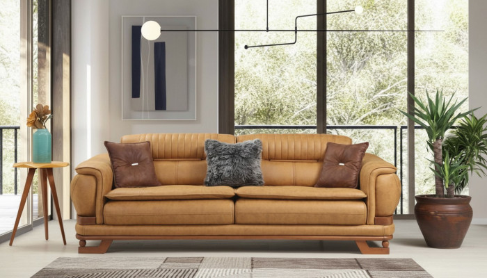 Dräibettcouch Dräisëtzer Couch 3 Sëtzer Couchen Design Wunnzëmmer Konschtléder