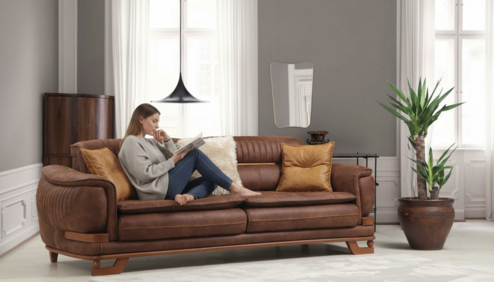 Luxus Dräibettcanapé Dräisiichter Sofa 3 Sëtzer Design Wunnzëmmer Kënschtlech Lieder