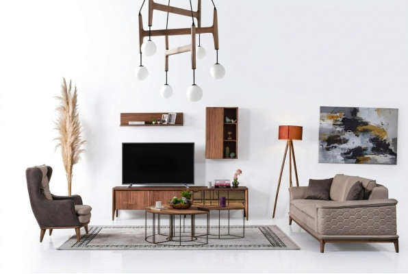Luxus Sofagassitur Sofa Garnitur Sofas Fauteuil 3+1 Sëtzer Stoff Modern Design Neit