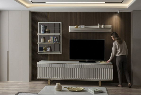 Luxus TV -Ständer Wunnzëmmer RTV Lowboard Sideboard Kommod Wunnwand Modern Nei