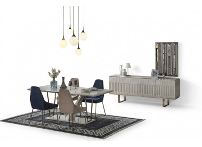Garnitur Iessegrupp Iesszëmmer Iessdësch Sideboard Iessstull Iessegrupp Iesseck 6-tlg