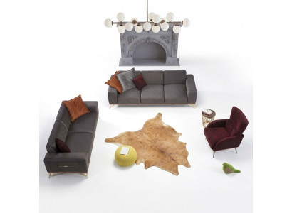 Luxus Véierplaz-Sofa 4 Sëtzer Sofas Wunnzëmmer Polyester Modern Stoff Design