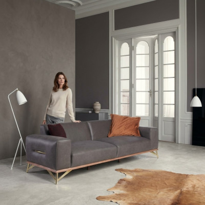 Dreiplazeg Sofa 3 Sëtzer Luxus Sofas Wunnzëmmer Ariichtung Modern Stoff Design