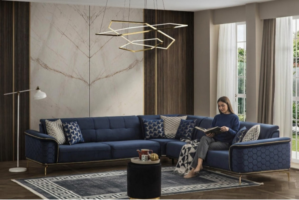 Luxus Ecksofa Kinnekräichblo Samt Couch Eckgarnitur Sofa Couchen Wunnlandschaft Nei