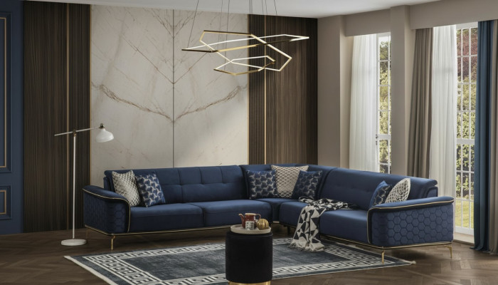 Luxus Ecksofa Kinnekräichblo Samt Couch Eckgarnitur Sofa Couchen Wunnlandschaft Nei