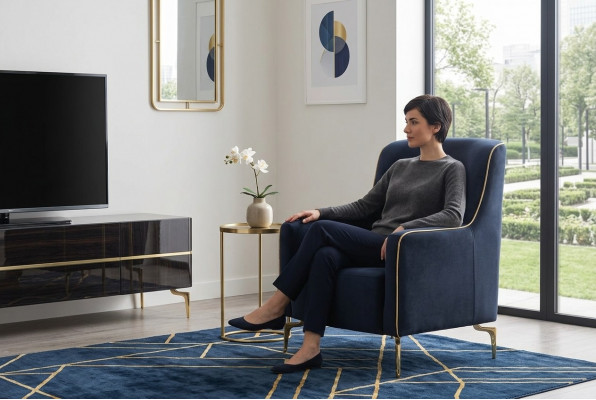 Fauteuil Einsëtzer 1 Sëtz Clubfotel Stoff Modernen Stull Wunnzëmmer Miwwelen Textil