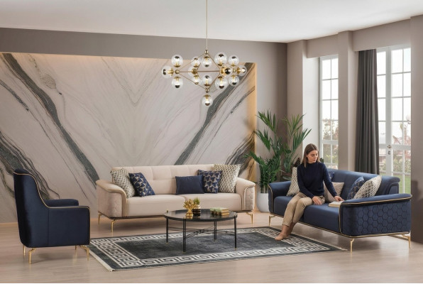 Sofagarnitur Garnitur Sofas Sofa Fotell Drësëtzer 3+3+1 Sëtzer Stof Grupp Neiu.