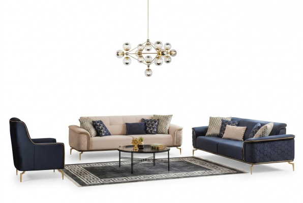 Sofagarnitur Garnitur Sofas Sofa Fotell Drësëtzer 3+3+1 Sëtzer Stof Grupp Neiu.