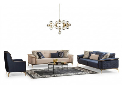 Sofagarnitur Garnitur Sofas Sofa Fotell Drësëtzer 3+3+1 Sëtzer Stof Grupp Neiu.