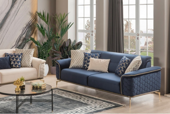 Dreifachsëtzer Canapé 3 Sëtz Luxus Canapéë Wunnzëmmer Modern Stoff Design Textil Stoff