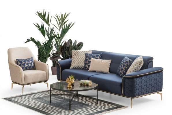 Dreifachsëtzer Canapé 3 Sëtz Luxus Canapéë Wunnzëmmer Modern Stoff Design Textil Stoff