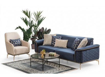 Dreifachsëtzer Canapé 3 Sëtz Luxus Canapéë Wunnzëmmer Modern Stoff Design Textil Stoff