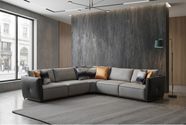Eckcouch Sofas L-Form Grousst Sofa Eck Wunnzëmmer Polyester Modern Luxus Stoff Nei