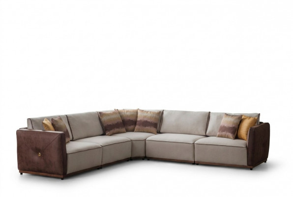 Luxus Ecksofa Sofaen L-Form Grousst Sofa Eck Wunnzëmmer Polyester Modern Stoff Nei