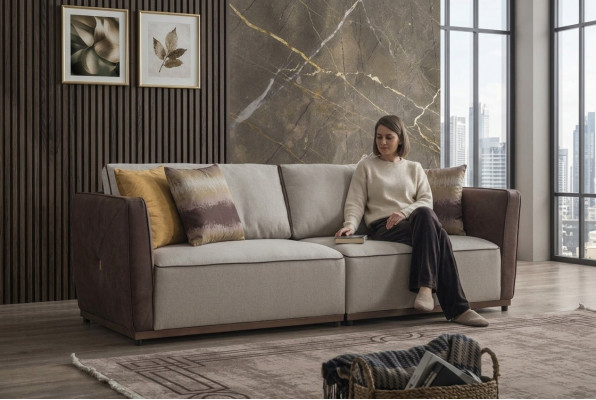 Duebelen Sofa Luxus 2 Sëtzer Sofas Sëtz Wunnzëmmer Modern Polyester Stoff Nei