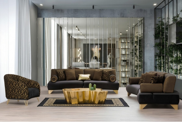 Sofagarnitur Garnitur Canapéen Sofa Fauteuil Dräisitza 3+3+1 Sëtzer Stoffer Grupp Nei