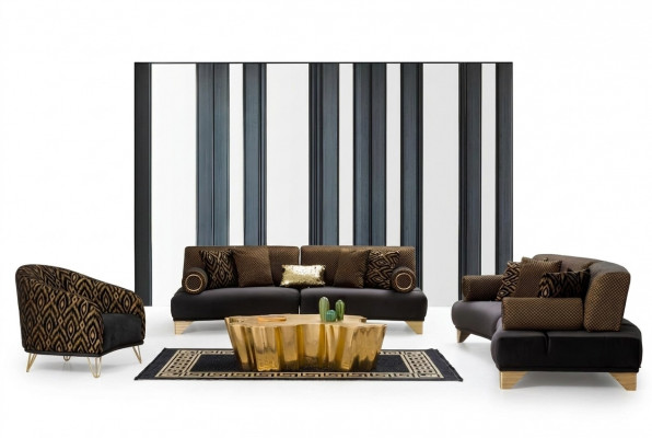 Sofagarnitur Garnitur Canapéen Sofa Fauteuil Dräisitza 3+3+1 Sëtzer Stoffer Grupp Nei