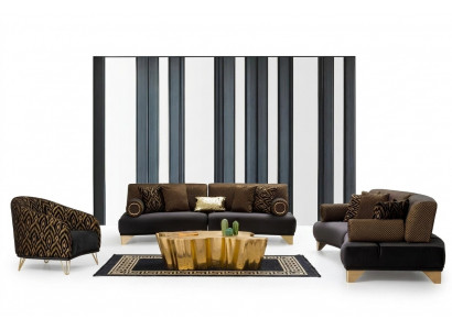 Sofagarnitur Garnitur Canapéen Sofa Fauteuil Dräisitza 3+3+1 Sëtzer Stoffer Grupp Nei