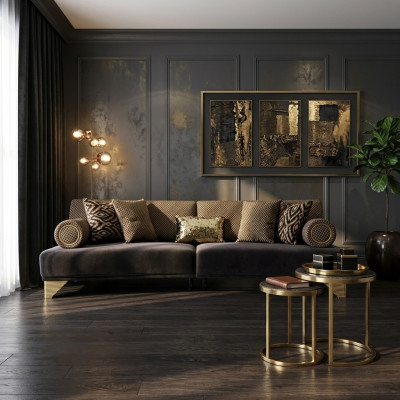 Däitscht Réckel-Sofa 3 Sëtzer Luxus Sofa Wunnzëmmer Couch Stoff Couchen 260cm Miwwelen