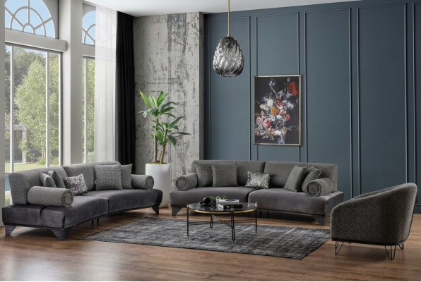 Luxus Sofa-Set Garnitur Sofas Sofa Fautteuil Drësëtzer 3+3+1 Sëtzer Stoft Nei