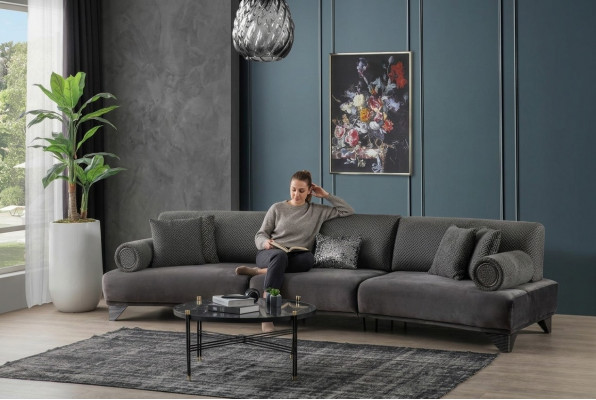 Sofa 5-Sëtz Canapé Polstersofa XXL Sofas Wunnzëmmer Stoff Grouss Wunnlandschaft