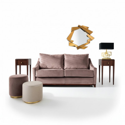Wunnzëmmer Set Canapé Couch Bäistelltësch Schemel Canapéën Couchen Miwwelen Textil 3tlg.