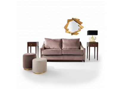 Wunnzëmmer Set Canapé Couch Bäistelltësch Schemel Canapéën Couchen Miwwelen Textil 3tlg.