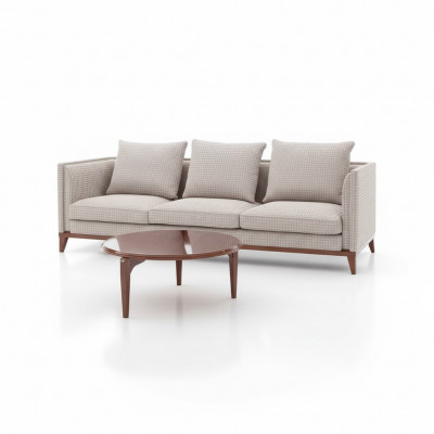 Sofa Garnitur 3 Sëtzer Couchtisch Sofas Dräisëtzer Stoff Dësch Luxus Modern 2dëelereg