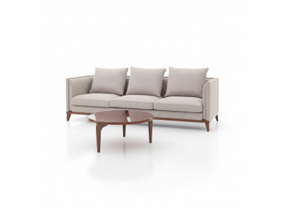 Sofa Garnitur 3 Sëtzer Couchtisch Sofas Dräisëtzer Stoff Dësch Luxus Modern 2dëelereg