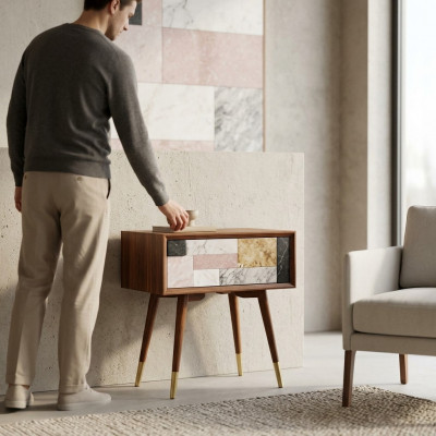 Nuetsdësch Nuetsdëscher Säitendësch Holz Design Modern Schlofzëmmer Dëscher