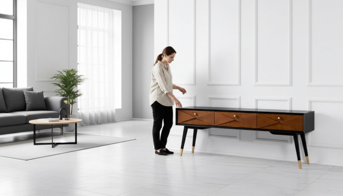 Konsooltisch Dësch Konsool Kommode Sideboard Holz Modern Luxus Braun Design Nei