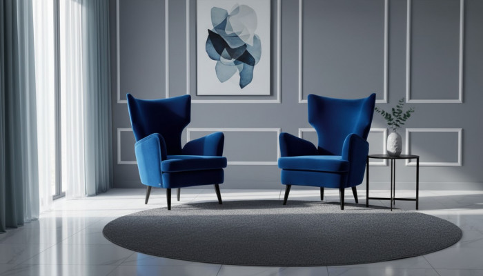 Fauteuil Fauteuil-Ohrensessel 1 Sëtzer Stoff Luxus Wunnzëmmer Modern Blo