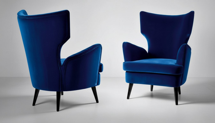 Fauteuil Fauteuil-Ohrensessel 1 Sëtzer Stoff Luxus Wunnzëmmer Modern Blo