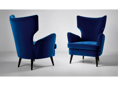 Fauteuil Fauteuil-Ohrensessel 1 Sëtzer Stoff Luxus Wunnzëmmer Modern Blo