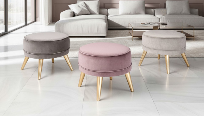 Hocker Sitzhocker Ottoman Pouf Modern Luxus Stoff Design Wunnzëmmer Rosa Rond