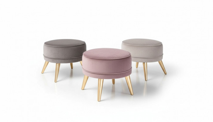 Hocker Sitzhocker Ottoman Pouf Modern Luxus Stoff Design Wunnzëmmer Rosa Rond