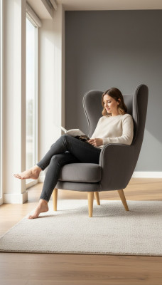 Ohrensessel Sëtz Lehnstuhl 1 Sëtz Plaz Stoff Luxus Wunnzëmmer Modern Gro Nei