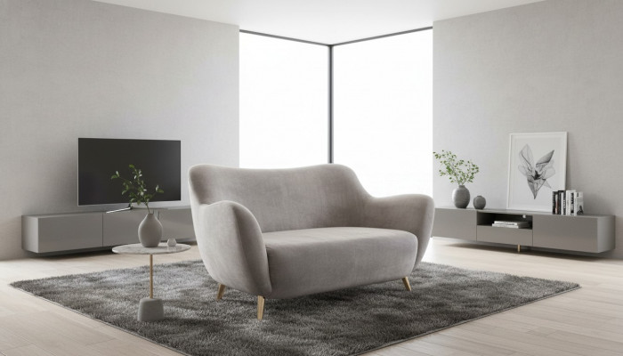 Zweesëtzer Sofa 2 Sëtzer Sofas Stoff Wunnzëmmer Polyester Modern Gro Luxus Nei