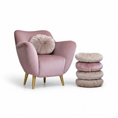 Fautëil Fauteuil Sessel 1 Sëtz Sëtz Stoff Luxus Wunnzëmmer Modern Rosa