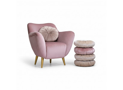 Fautëil Fauteuil Sessel 1 Sëtz Sëtz Stoff Luxus Wunnzëmmer Modern Rosa